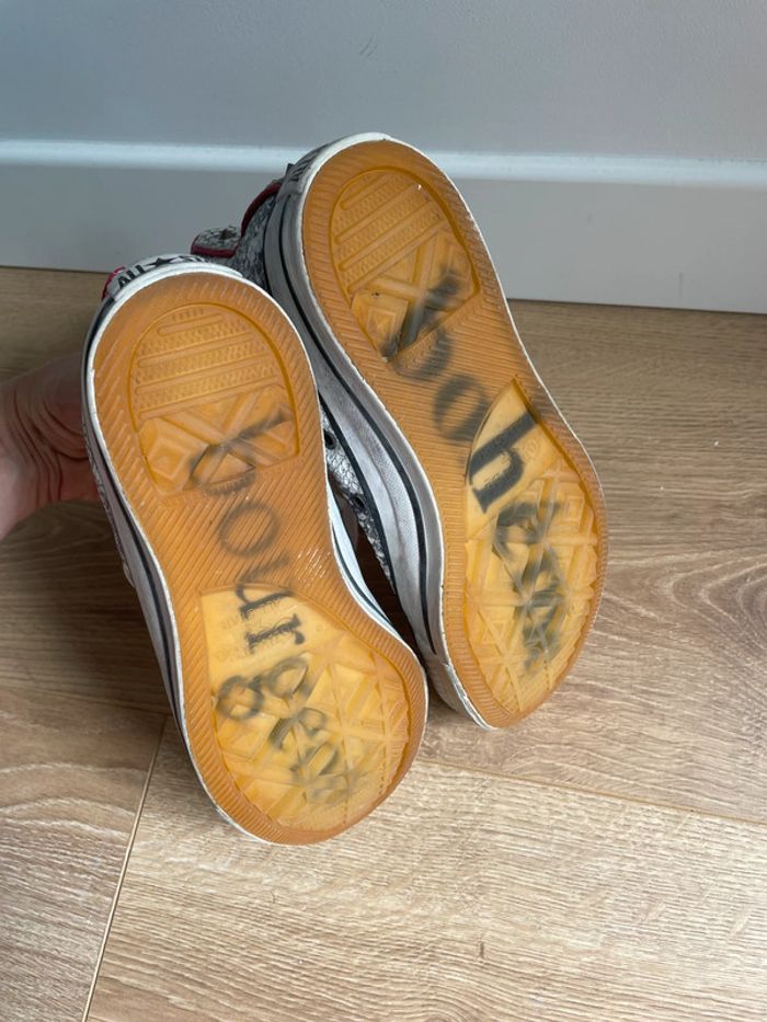 Converse montantes cuir effet serpent – clous et liseré rouge - photo numéro 4