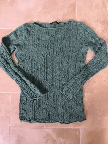 Pull Ralph Lauren vert d'eau femme torsadé excellent état taille L