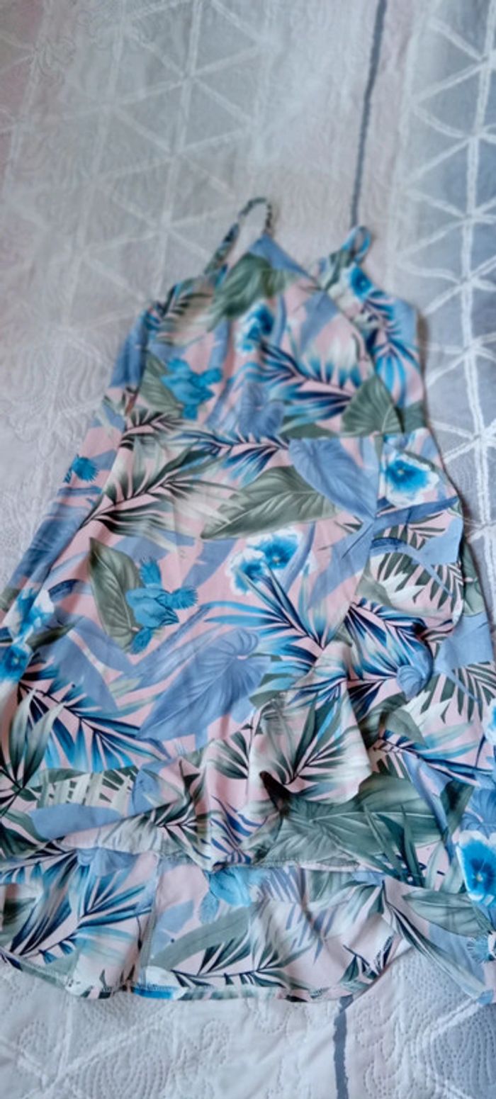 Robe estivale bas volanté ouvert imprimé fleurs zhu su feng femme M - photo numéro 12