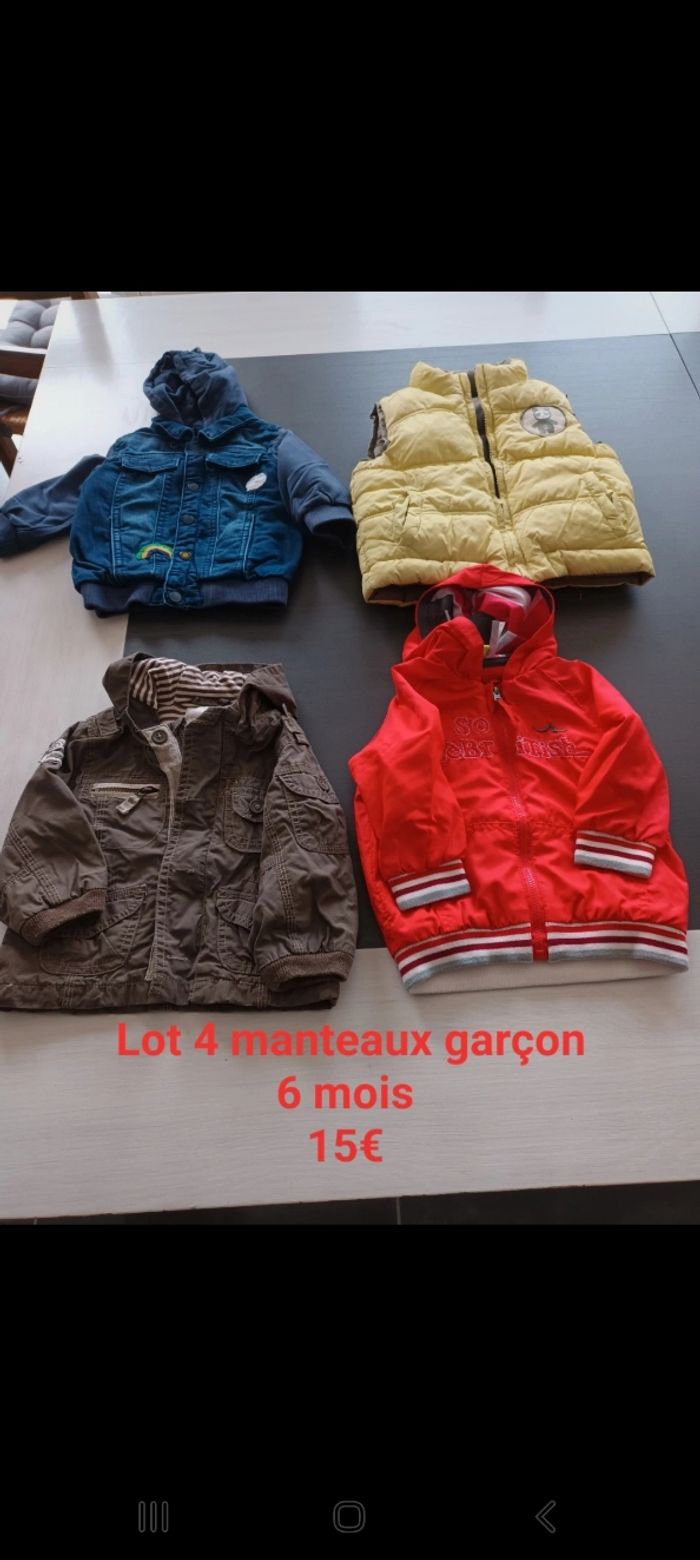 Lot 4 manteaux garçon 6 mois