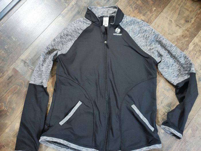 Veste de sport zippé noir et gris artengo 12 ans - photo numéro 3