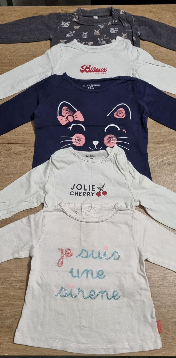 Lot t-shirts ML 12 mois - photo numéro 2