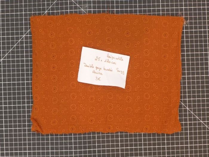 Coupon - Double gaze brodée suzy rouille