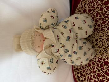 Doudou poupée lutin beige blanc imprimé MOULIN ROTY