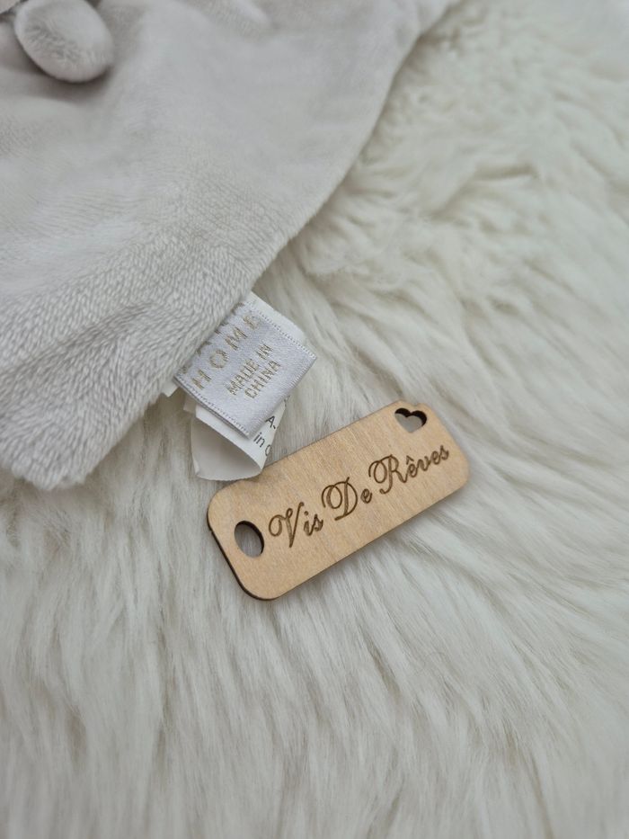 Doudou plat carré Lapin Gris blanc étoiles Zara Home