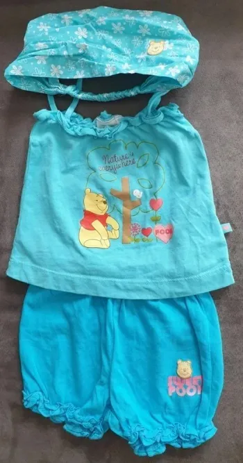 Ensemble été turquoise 3 pièces winnie l'ourson 6 mois