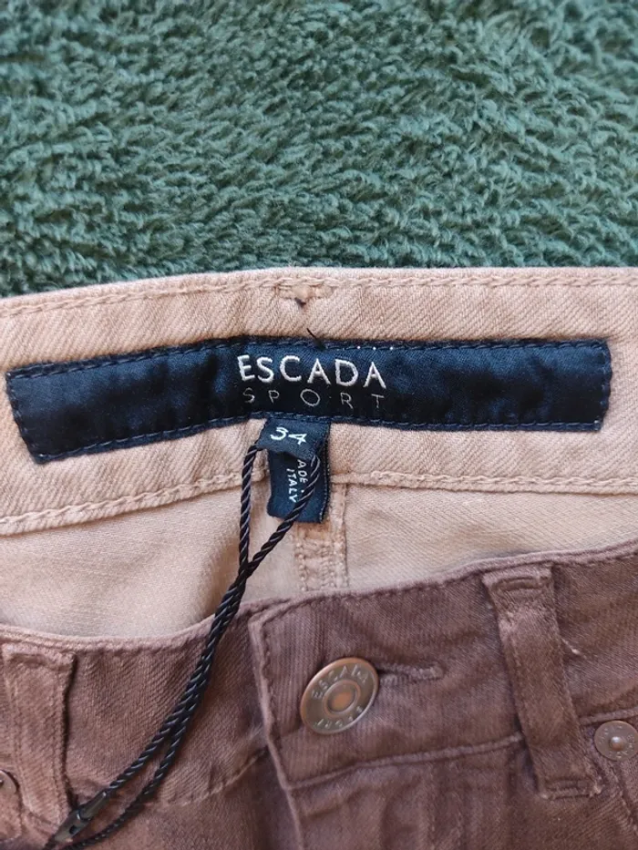 Pantalon bicolore marron slim femme Escada Sport 34 Neuf - photo numéro 6