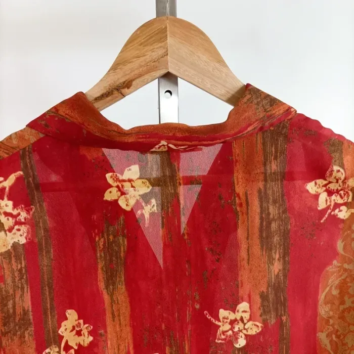 Chemisier fluide rouge imprimé floral Un Jour Ailleurs taille 42 A915 - photo numéro 7
