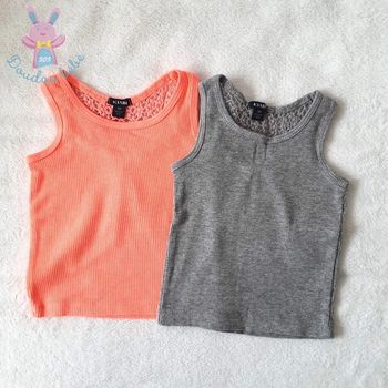 Lot de 2 débardeurs orange et gris bébé fille 3 Mois