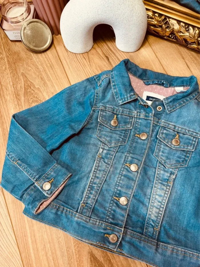 Taille 3 ans veste en jean et foulard fille Okaïdi Tao bleue rose 🩷 - photo numéro 2