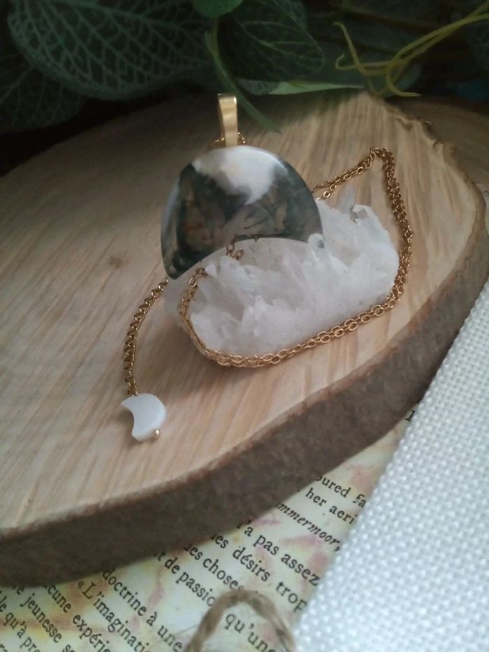 Collier agate mousse - photo numéro 2