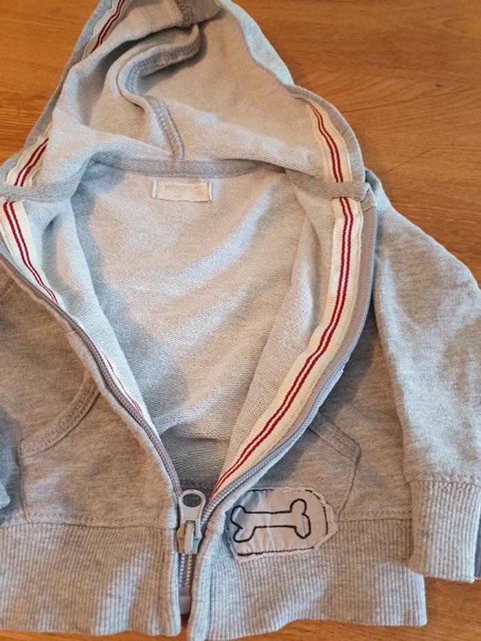 Sweat à capuche sweatshirt gris Mango 6 mois 9 mois 74 cm - photo numéro 6