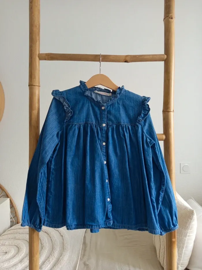 Blouse chemisier en jean boutons pression Monoprix 8 ans