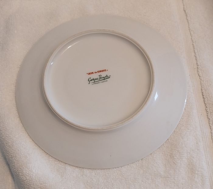 assiette dessous de tasse jeux de cirque Georges Boyer Limoges France Vintage