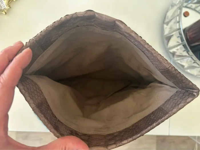 Pochette trousse en cuir, marron taupe - photo numéro 3