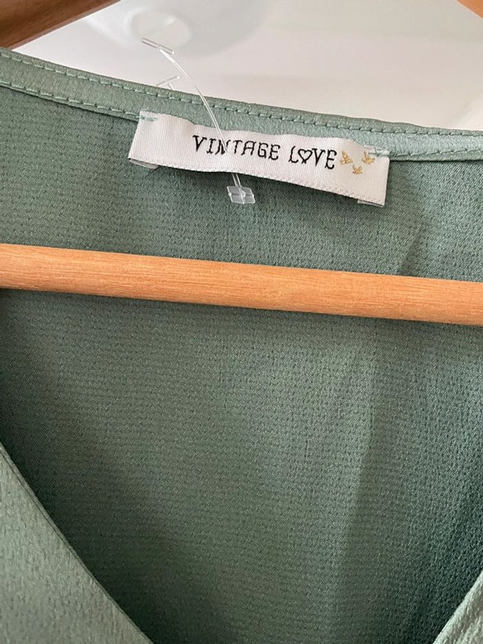 Robe satinée verte, taille S vintage love - photo numéro 2