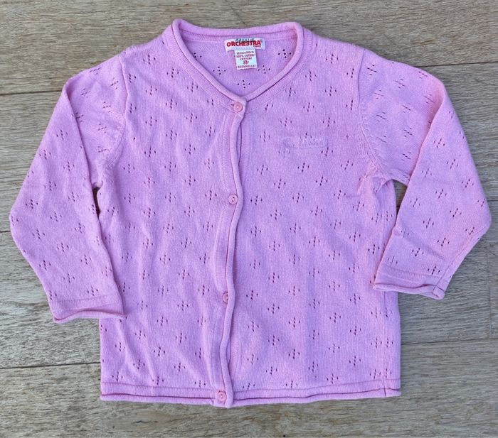 Gilet pull boutons rose Orchestra fille 18 mois