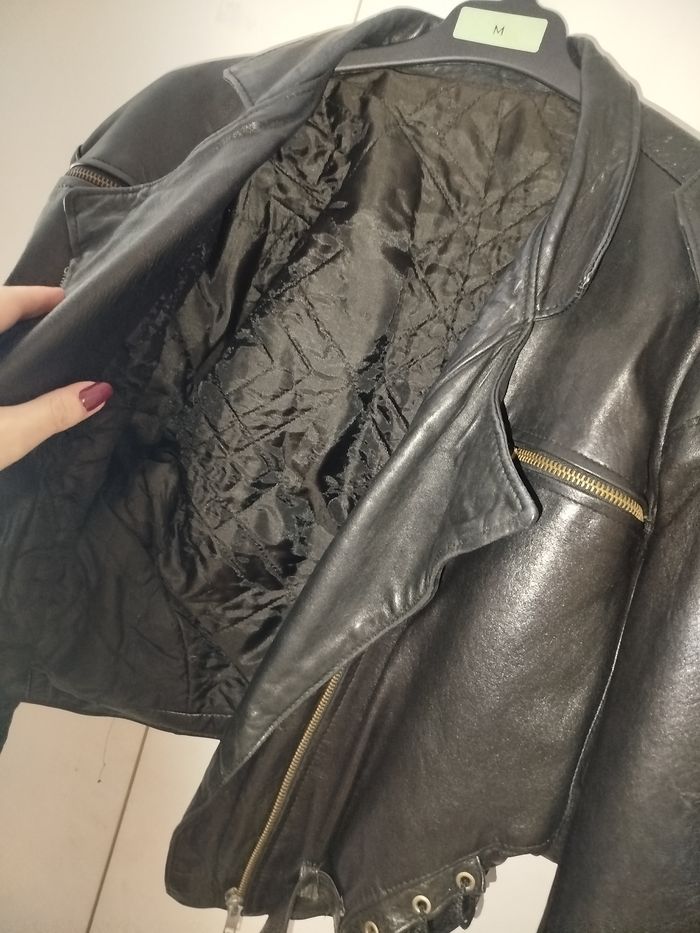 Veste vrai cuir vintage - photo numéro 4