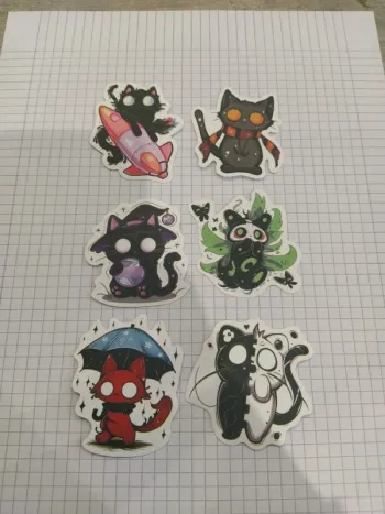 Autocollants chat noir (lot E)