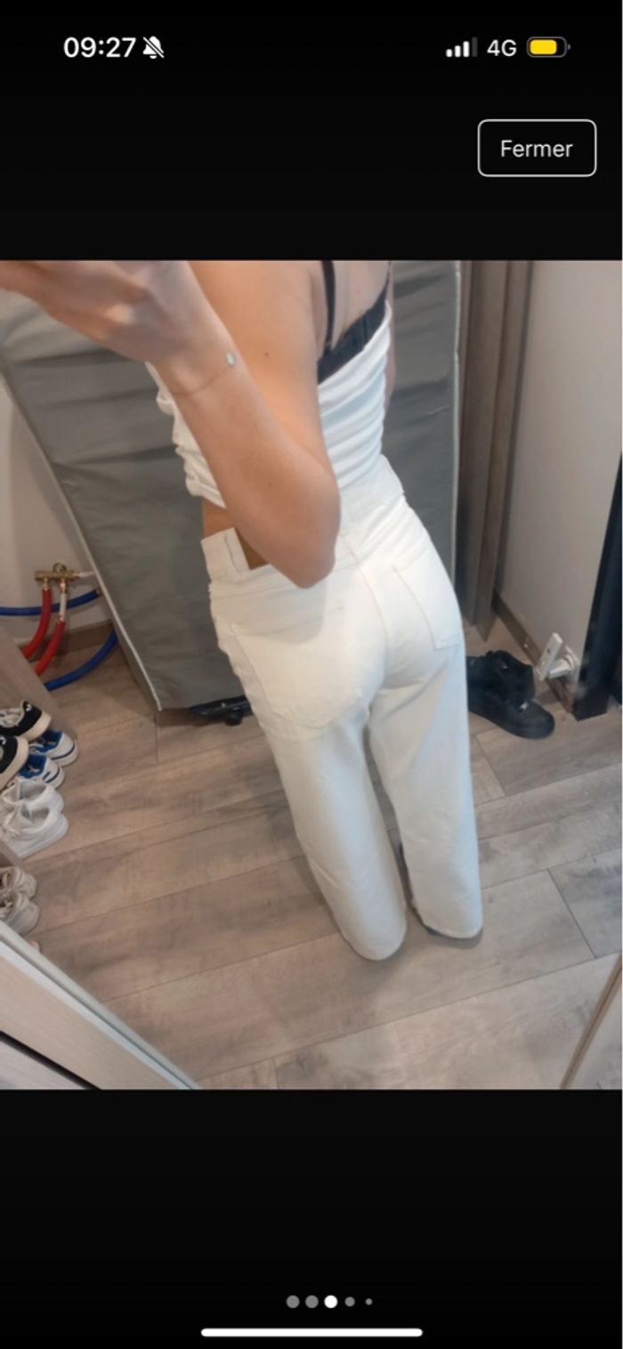 jeans wide leg blanc femme - photo numéro 3