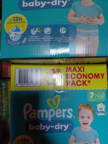 2 paquets pampers babydry taille 7 maxipack 