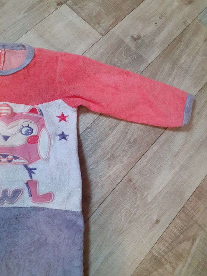 Pyjama velours fille violet rose hibou 12 mois - photo numéro 2