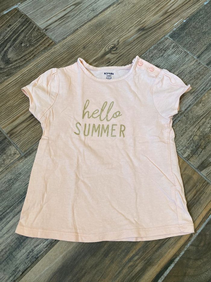 T-Shirt Rose Hello Summer Fille 24 mois
