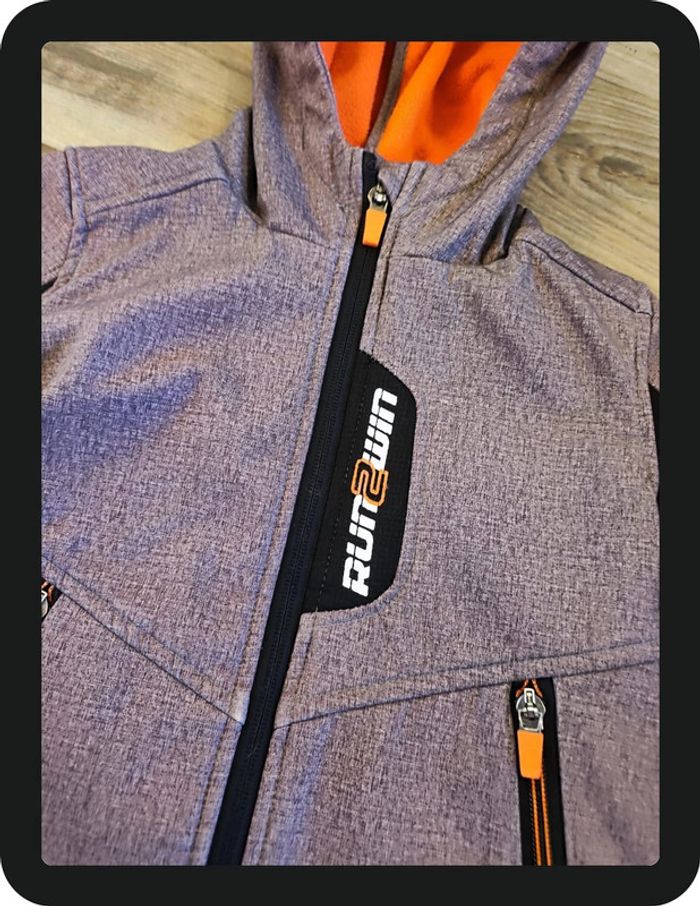 Veste capuche gris noir orange La Halle sport Taille 4 ans - photo numéro 2