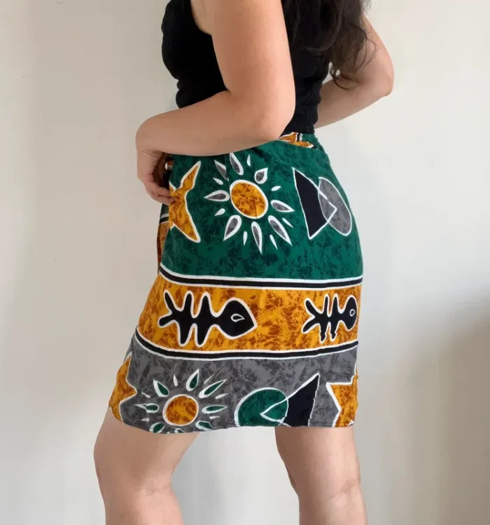 Jupe portefeuille verte à motifs années 90 taille ajustable 🌳 - photo numéro 4