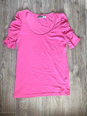 Pull col rond, manches bouffante courte, rose, Zara, M