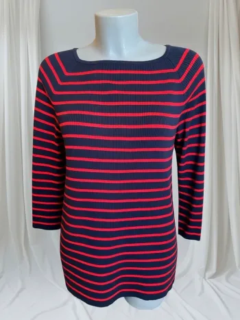 Pull Marinière Lauren Ralph Lauren Femme – Rayé Rouge et Bleu Marine – Taille 40