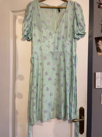 Robe verte à fleurs h&m