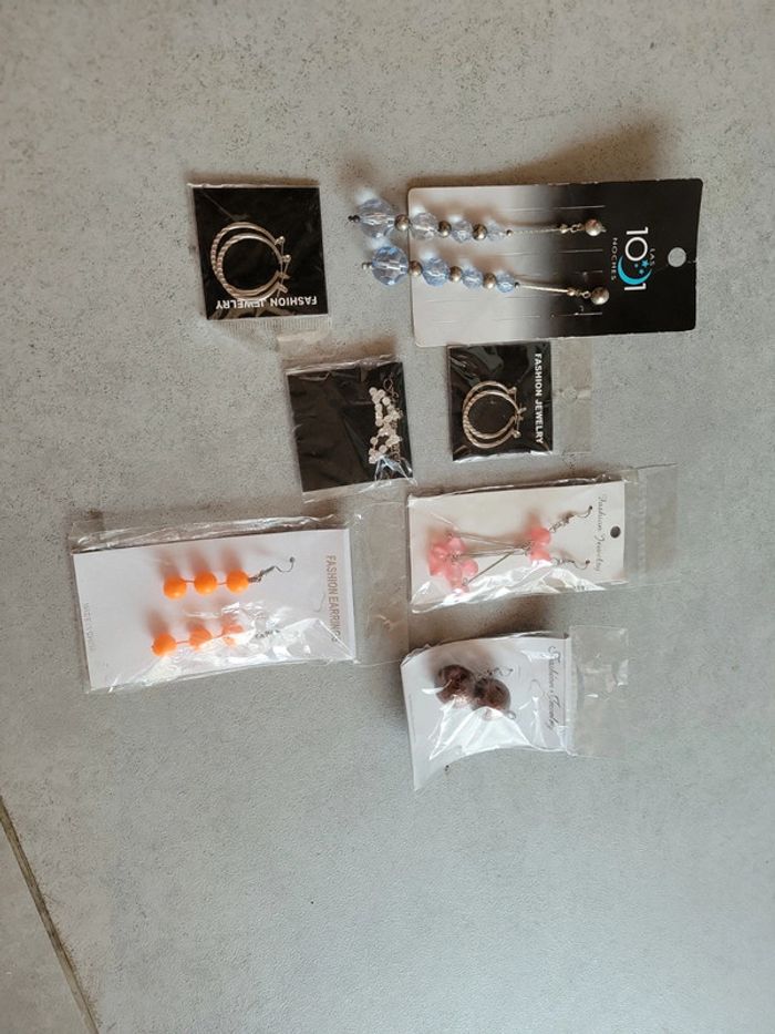 Lot boucles d'oreilles perle pendentif créole strass