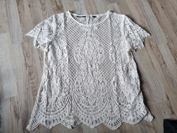 T-shirt blanc macramé