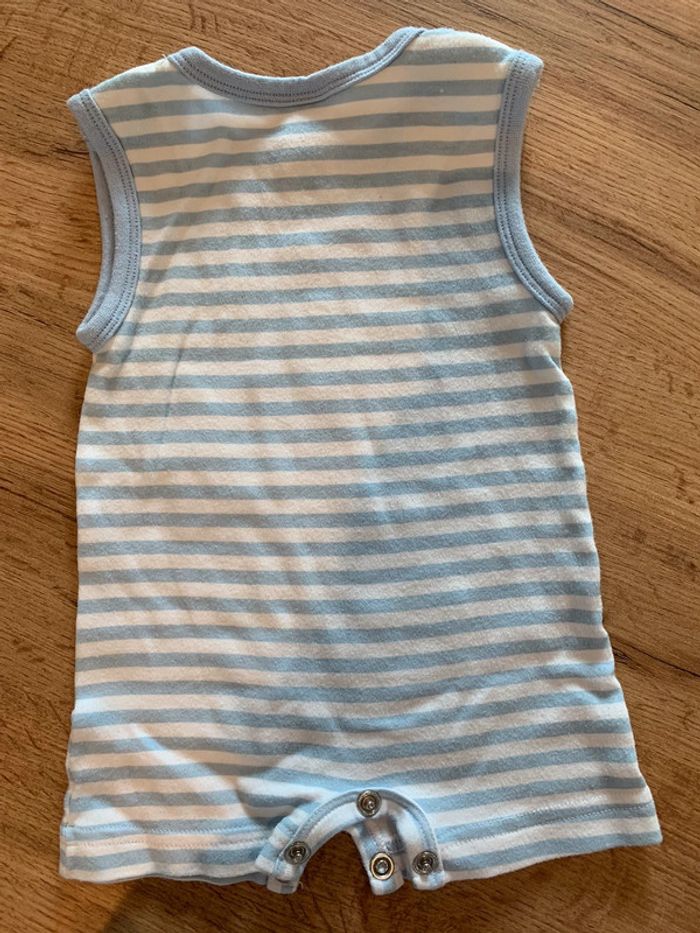Barboteuse été rayée bleu et blanc bébé garçon 3 mois C&A - photo numéro 2