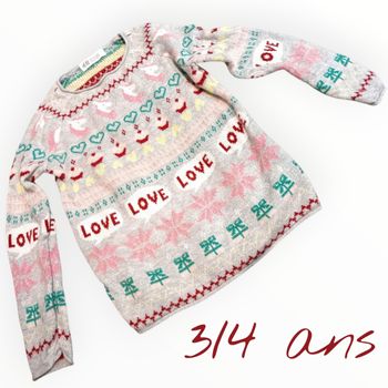 🦄💖 Pull H&M – LOVE & Licornes – 3/4 ans 💖🦄
