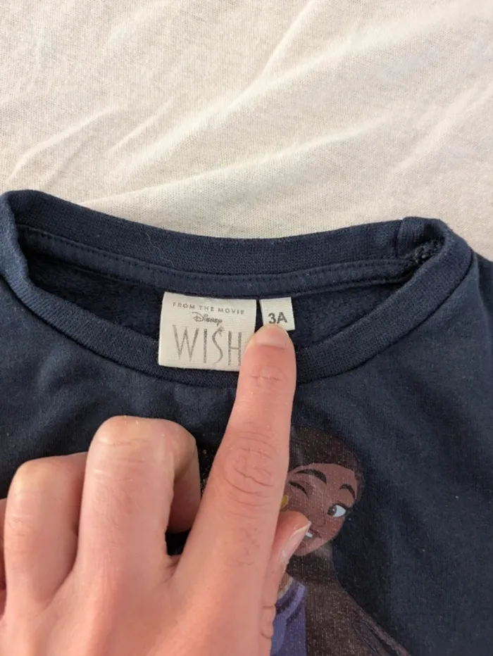 Sweat Disney Wish (Asha) - 3 ans (94 cm) - Bleu Marine & Paillettes - photo numéro 3