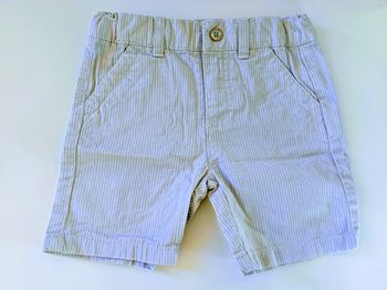 Short coton rayures blanc et gris clair bleu