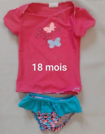 Ensemble maillot de bain fille (tee-shirt anti UV + bas) - Décathlon - 18 mois