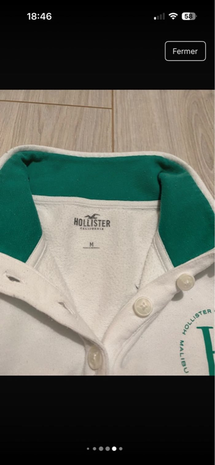 Sweat blanc et vert Hollister - photo numéro 5