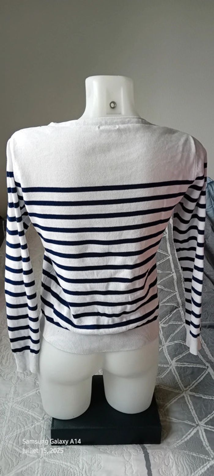 Pull marinière motif cœur marine et blanc femme 38/40 influx - photo numéro 7