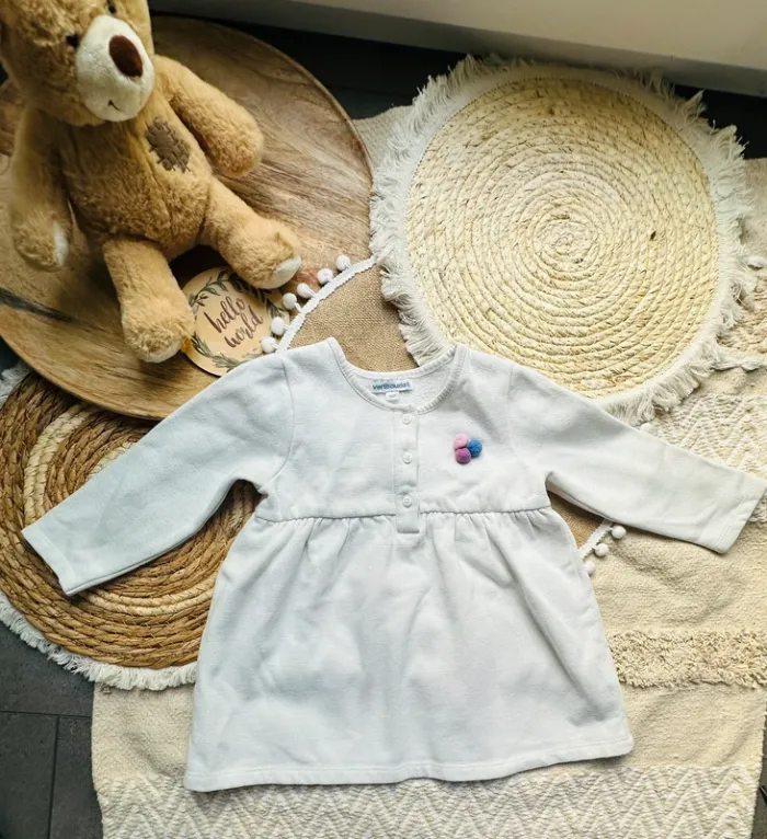 Robe Vertbaudet 18M 80cm blanche liserée argenté - photo numéro 2