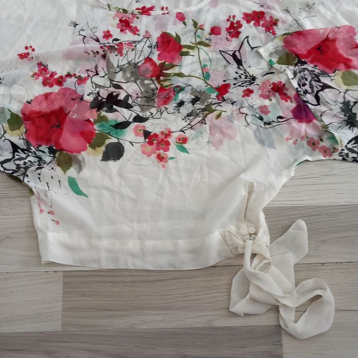 Chemisier femme à manches courtes blanc imprimé SHK Mode taille M - photo numéro 5
