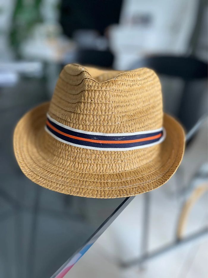 Chapeau paille bébé 54 cl Kiabi galon couvre tête