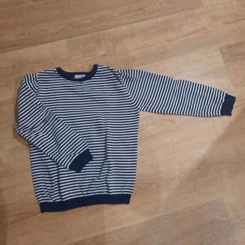 Pull style marinière bleu et blanc 8 ans