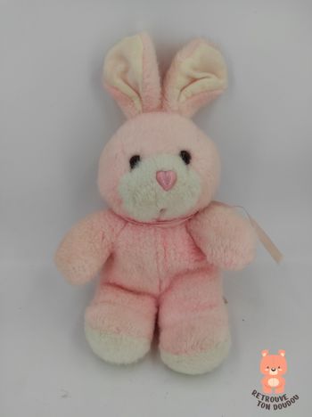 Peluche Lapin Rose Nez Coeur Vintage CP