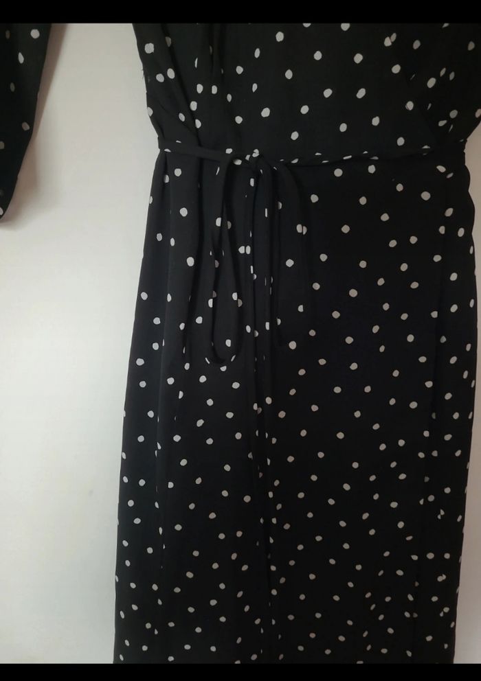 robe-longue-portefeuille-noirepois-blancs-mango-taille-xs - photo numéro 2