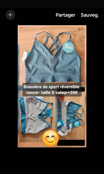 Brassière de sport Oldo femme taille S neuve réversible ODLO Seamless