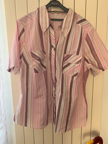 Chemise femme T48 rose manche courte