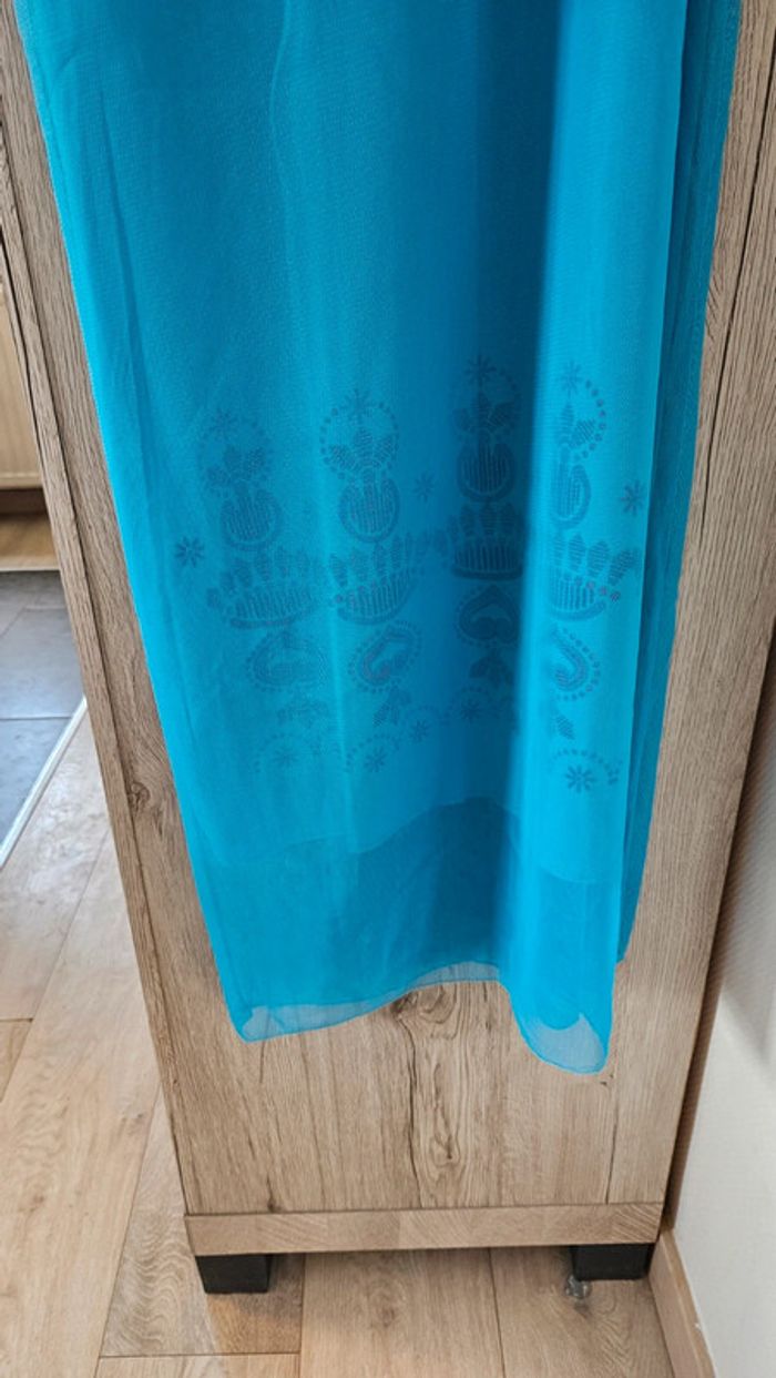 Robe longue bleu turquoise en voile doublée, made in France, TU - photo numéro 3